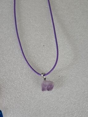 Hand Crafted Purple Raw Amethyst Pendant Necklace